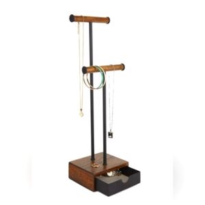 Umbra Wood and Metal Jewelry Stand with Drawer